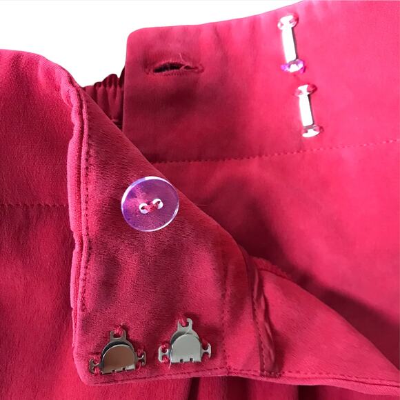 Vintage Dana Buchman 100% Silk Knee Length Skirt Ruched Career Business Red 8 - Picture 7 of 8